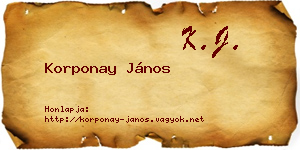 Korponay János névjegykártya